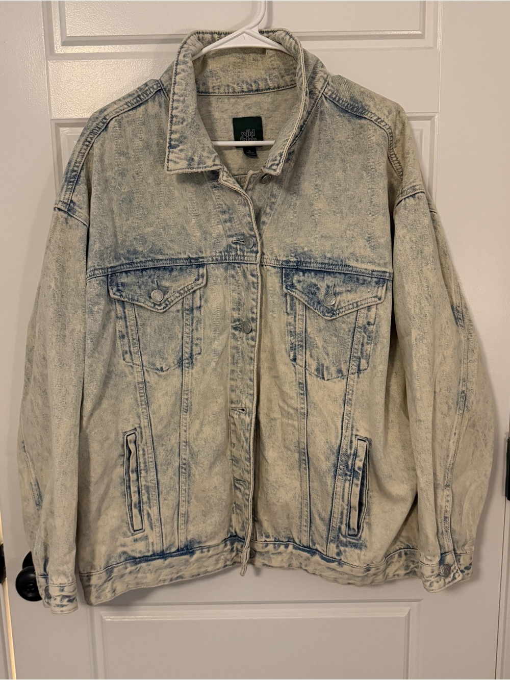 Women’s Wild Fable Oversized Acid Wash Denim Jacket - Light Blue